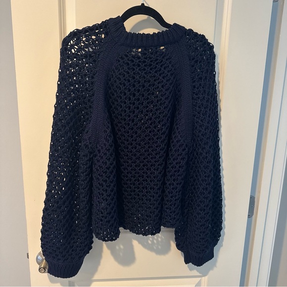 Tuckernuck Navy Blue Crochet Knit Jules Sweater | L - Picture 8 of 8